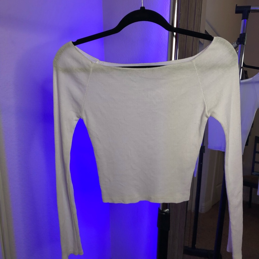 Brandy Melville White Off the Shoulder Longsleeve